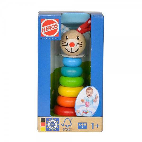 Heros 100017019 - Baby, Steckfigur, bunt 6 Ringe aus Holz Hase Spielzeug NEU