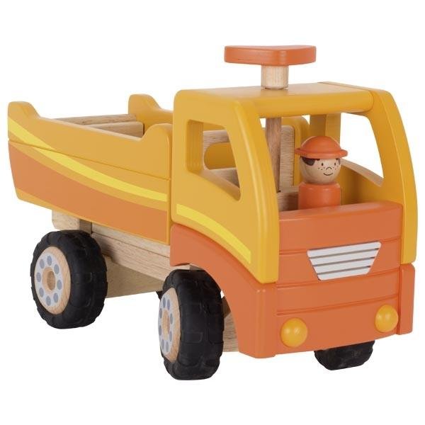 Goki Nature Kipper Orange Spielauto Holzauto Kinder Fahrzeug Kipplastwagen Holzspielzeug