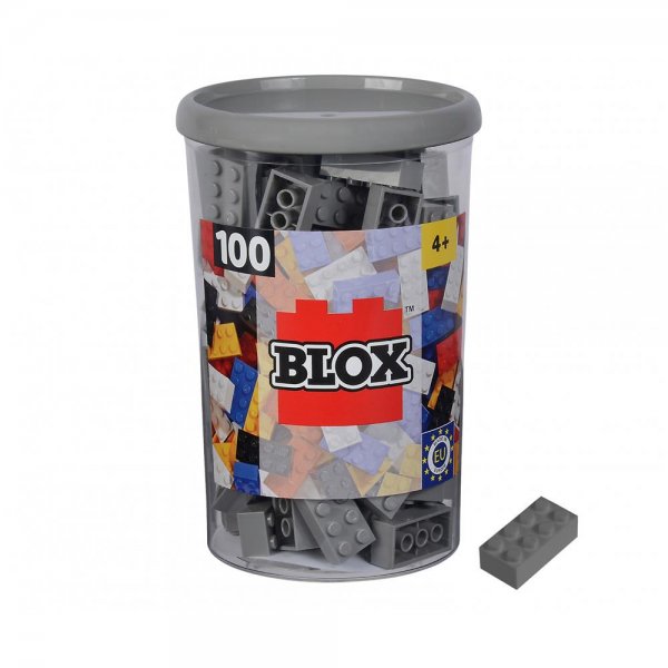 Simba Blox 100 8er Bausteine grau in Dose Klemmbausteine Konstruktionsspielzeug kompatibel