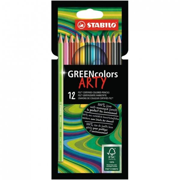 Umweltfreundlicher Buntstift - STABILO GREENcolors - ARTY - 12er Pack - mit 12 verschiedenen Farben