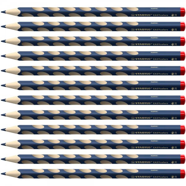 Ergonomischer Buntstift für Rechtshänder - STABILO EASYcolors - 12er Pack - dunkelblau