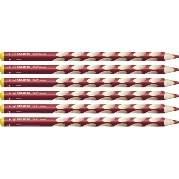 Ergonomischer Buntstift für Linkshänder - STABILO EASYcolors - 6er Pack - kirschrot