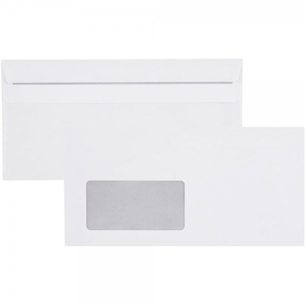 Idena 10221 - Briefumschläge DIN lang 75 g/m² selbstklebend mit Fenster FSC-Mix weiß Briefumschlag
