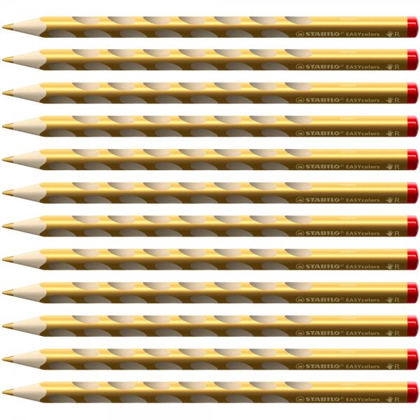 Ergonomischer Buntstift für Rechtshänder - STABILO EASYcolors - 12er Pack - gold