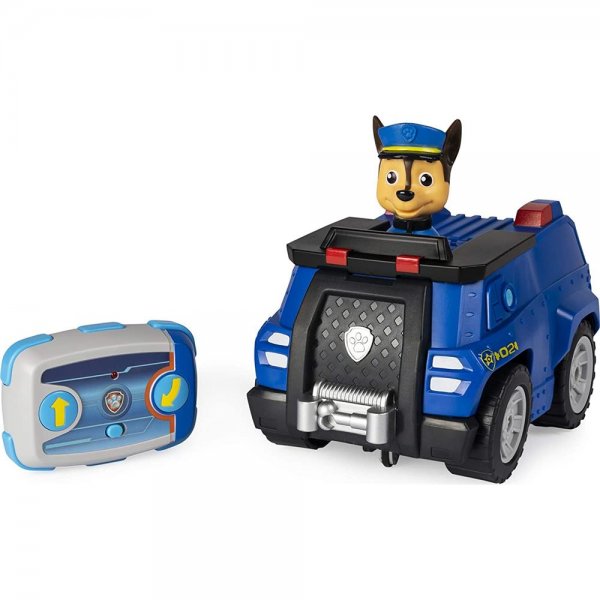 PAW Patrol 6054190 - Ferngesteuertes Polizeiauto mit Chase - Figur, RC Fahrzeug in blau Auto Polizei