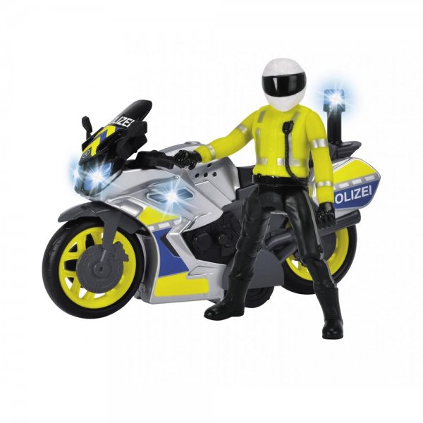 Dickie Toys - Polizei Motorrad - Spielzeug Motorrad mit Polizisten-Figur, mit Blaulicht und Sirene