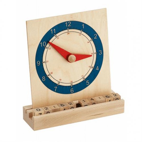 Bartl Lernuhr analog und digital aus Holz mit Zahlenwürfel Uhr lernen Lernspiele