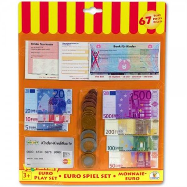 VEDES Rechengeld Euro Scheine und Münzen Kreditkarte Scheck für Grundschule Kaufmannsladen Kaufladen