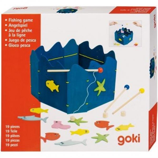 Goki Angelspiel Fische fangen 40 cm Holzspielzeug Kinderspiel Spielzeug