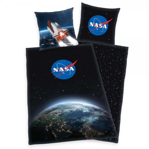 Herding NASA Weltraum Bettwäsche Set 135x200cm Bettbezug 80x80cm Kissen Baumwolle Renforcé