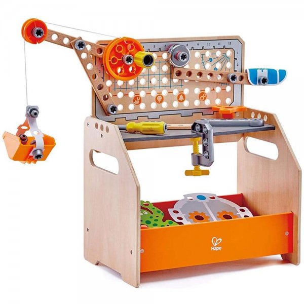 Hape E3028 Tüftler Arbeitstisch Experimentierset Erfinder Experimente Holzspielzeug