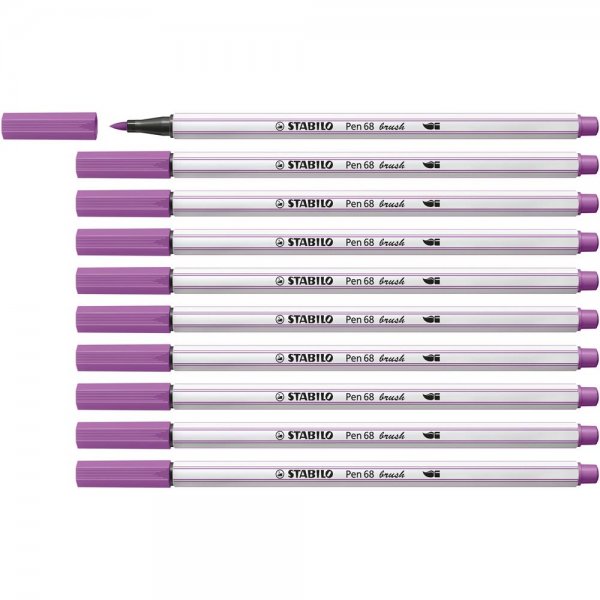 Premium-Filzstift mit Pinselspitze für variable Strichstärken - STABILO Pen 68 brush - 10er Pack - pflaume