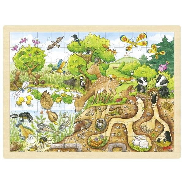 Goki Einlegepuzzle Erlebnis Natur Steckpuzzle Holzspielzeug Fahrzeuge Kinderpuzzle