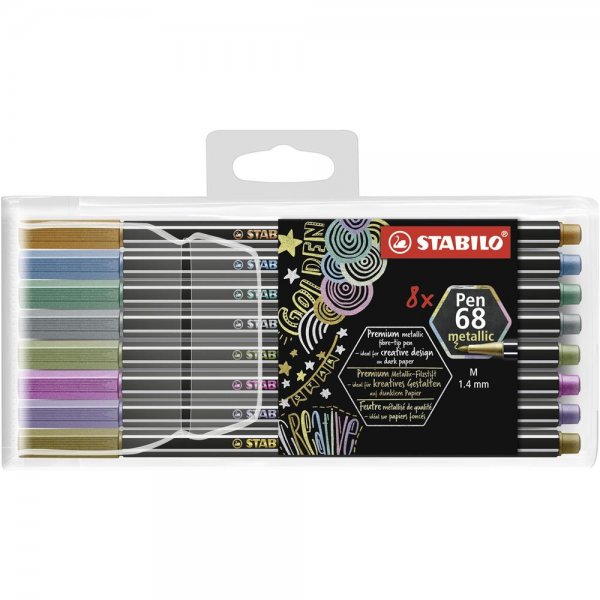 Premium Metallic-Filzstift - STABILO Pen 68 metallic - 8er Pack - mit 8 verschiedenen Metallic-Farben