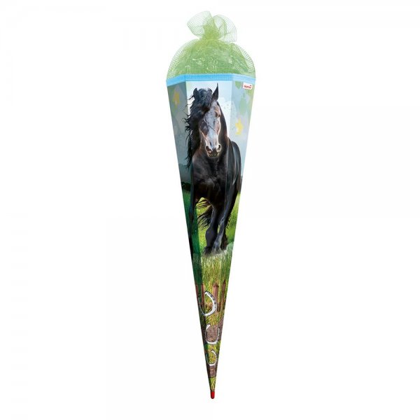 Roth Schultüte Pferd 85cm eckig mit Netzverschluss Grün Zuckertüte für Schulanfang