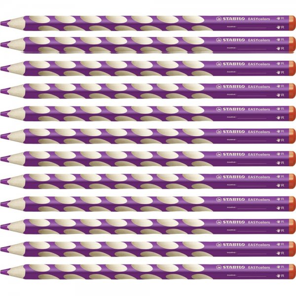 Ergonomischer Buntstift für Rechtshänder - STABILO EASYcolors - 12er Pack - rotviolett