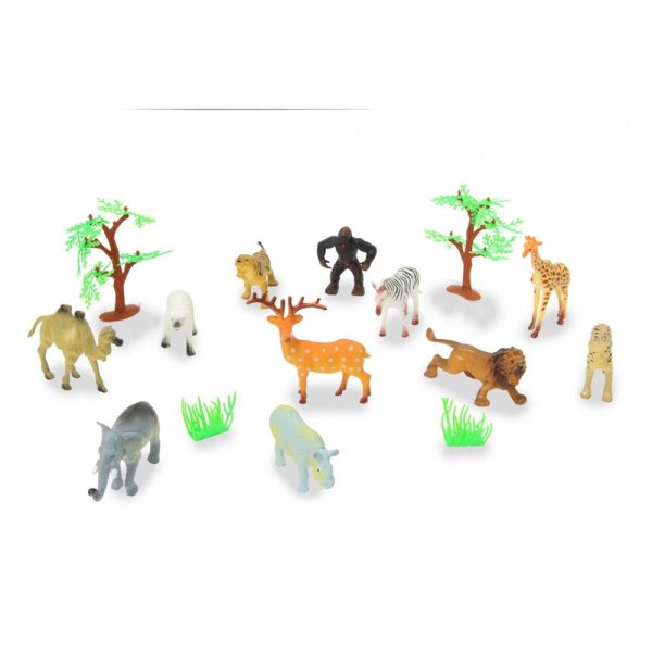 Jamara Tierspielset Wild Animals 16-teilig Tierfiguren Zootiere Wildtiere Zoospielzeug Spiele-Zoo