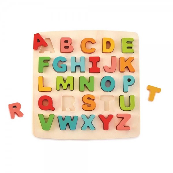 HAPE Puzzle mit Großbuchstaben Holz 27 teilig Kinder Brettspiel Puzzle Alphabet Buchstaben bunt