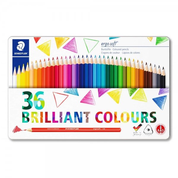 Staedtler ergo soft 36 ergonomische Dreikant-Buntstifte Set mit 36 brillanten Farben