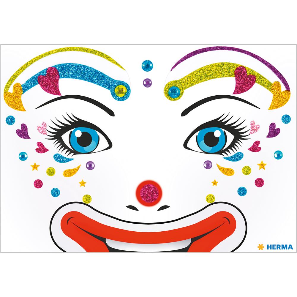 HERMA 15427 Face Clown Party Lotta Gesicht-Maske | Art Body-Tattoo Fasching Halloween MyPlaybox Sticker