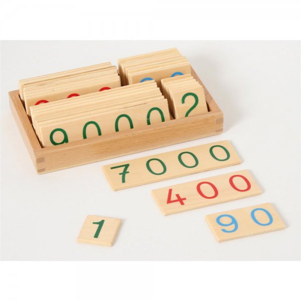 Montessori Zahlenkarten 1-9000, klein, aus Holz, Lernspielzeug, NEU