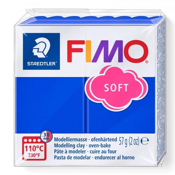 Staedtler FIMO soft brillantblau 57g Modelliermasse ofenhärtend Knetmasse Knete