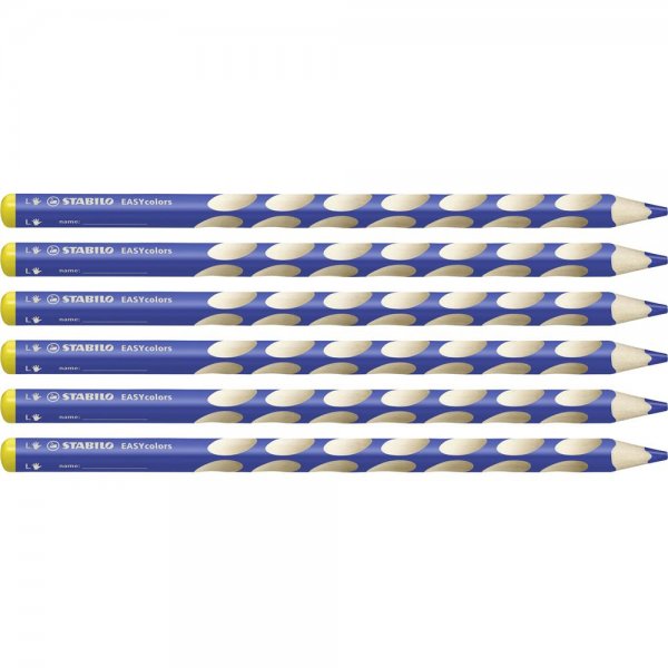 Ergonomischer Buntstift für Linkshänder - STABILO EASYcolors - 6er Pack - ultramarinblau