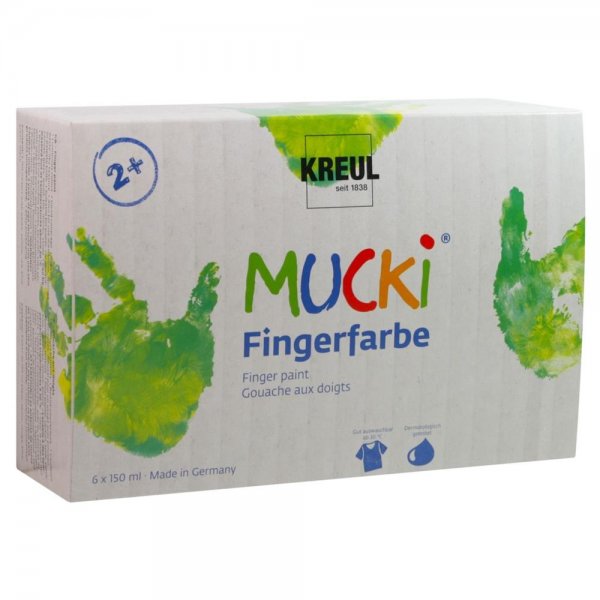 Mucki 2316 - Fingerfarben 6er Set 150 ml Finger-Farbe Bastel Malen Zeichnen