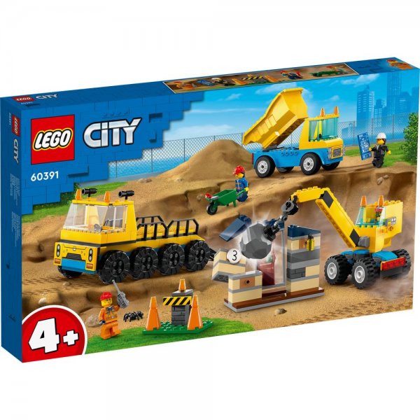 LEGO® City 60391 - Baufahrzeuge und Kran mit Abrissbirne Baustelle Bauset Spielset ab 4 Jahren