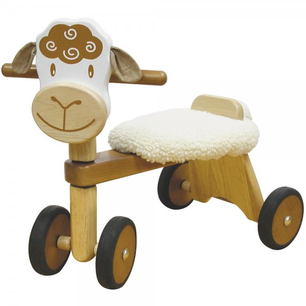 Bartl Rutscher Schaf aus Holz mit Plüschkissen Baby-Rutscherfahrzeug fördert Motorik