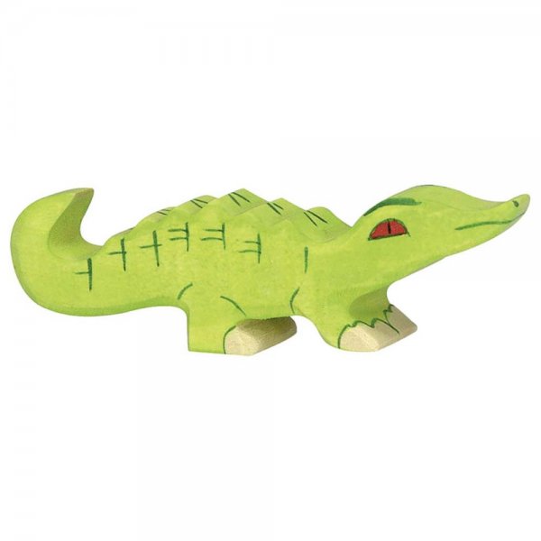 Krokodil, klein, ca. 10,5 x 1,9 x 3 cm, Spielzeug, Holzfigur, Holzspielzeug, NEU