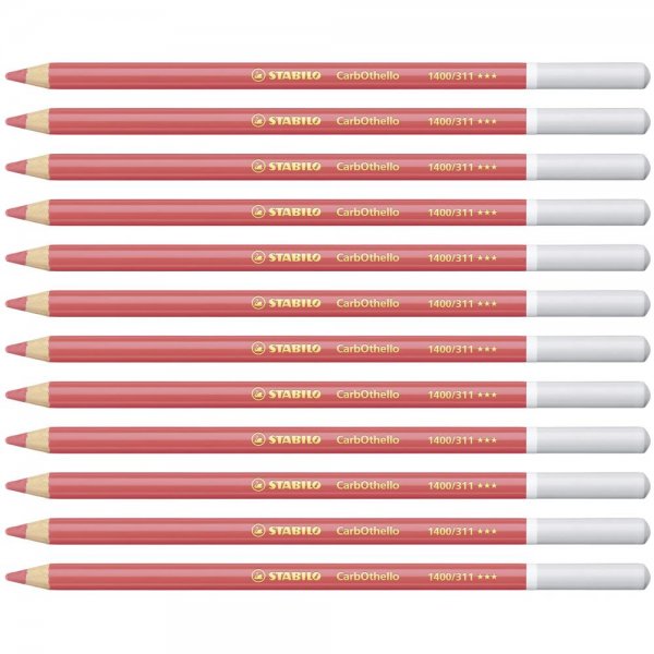 Pastellkreidestift - STABILO CarbOthello - 12er Pack - carminrot mittel