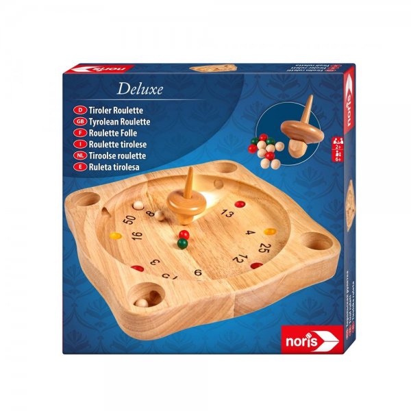 Noris Deluxe Tiroler Roulette aus Holz mit Kugel Kreisel Familienspiel Gesellschaftsspiel