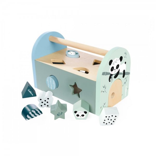 Eichhorn Holz Steckbox Panda Steckspielzeug mit 8 verschiedenen Steckbausteinen Holzspielzeug
