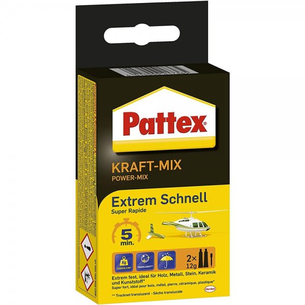 Pattex Kraft-Mix Extrem Schnell härtend 2 Komponenten Kleber Epoxidharz Basis viele Materialien
