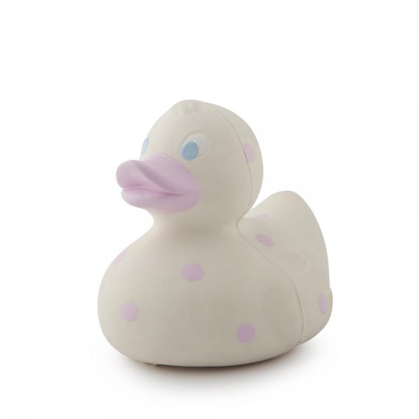 Oli&Carol Small Ducks Dots Pink Ente Beißring Zahnungshilfe Badespielzeug Greifling für Babys