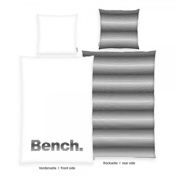 Bench Bettwäsche Set 135x200 cm Modern Opposite Gestreift Wendebettwäsche Standardgröße Schwarz/Weiß
