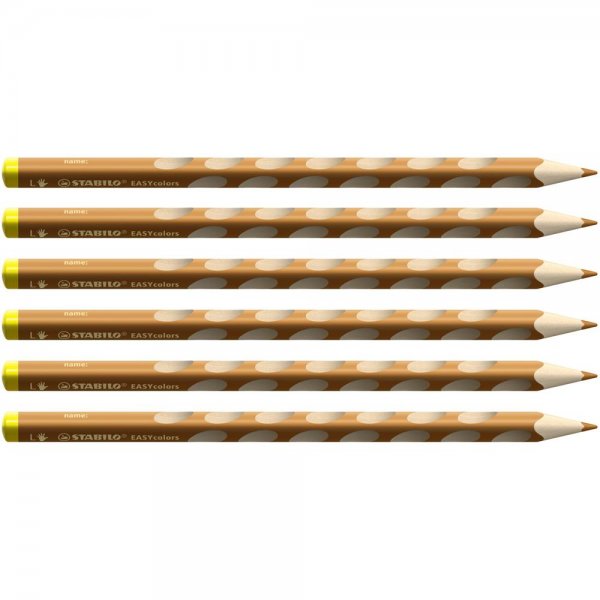 Ergonomischer Buntstift für Linkshänder - STABILO EASYcolors - 6er Pack - ocker dunkel