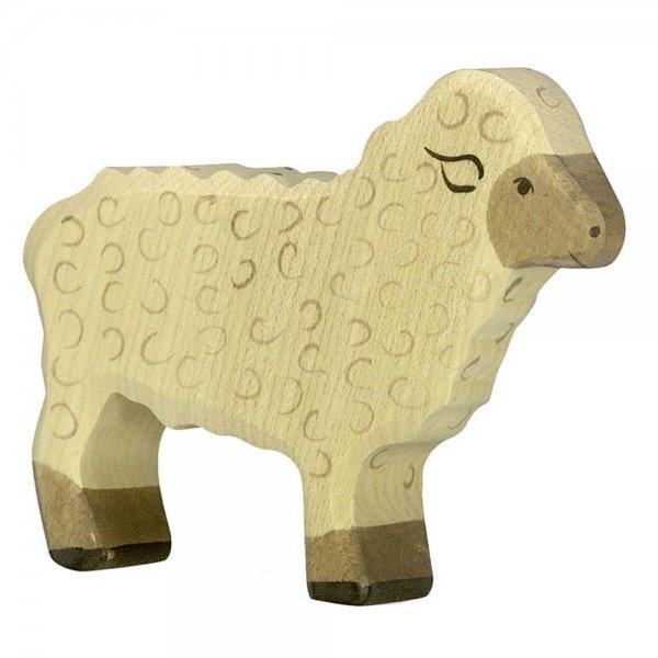 Schaf, stehend, ca. 11 x 2,3 x 8,5 cm, Spielzeug, Holzfigur, Holzspielzeug, NEU