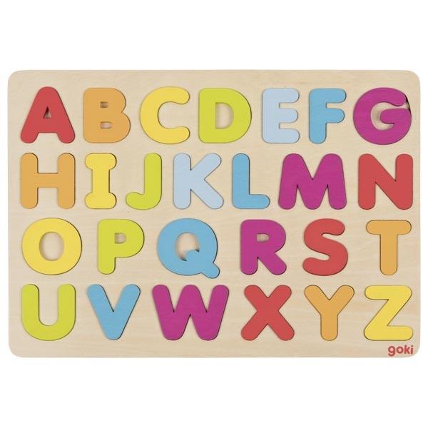 Goki Alphabetpuzzle Holz ABC Buchstaben Lernpuzzle Setzpuzzle Lernspielzeug NEU 