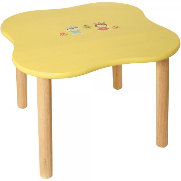 Kindertisch pastell gelb mit Froschkönig aus Holz Spieltisch Kinderzimmermöbel Kindermöbel