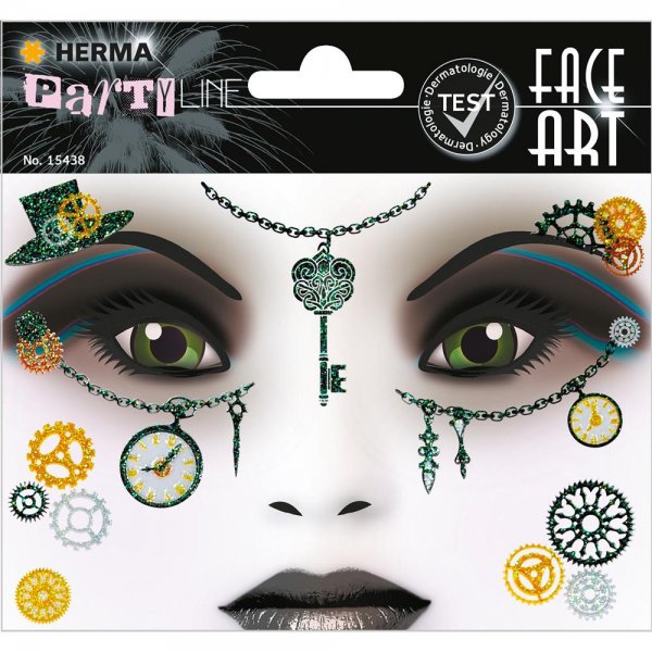 HERMA 15438 Face Art Sticker Steampunk Amelia Body-Tattoo Gesicht-Maske Halloween Fasching Party