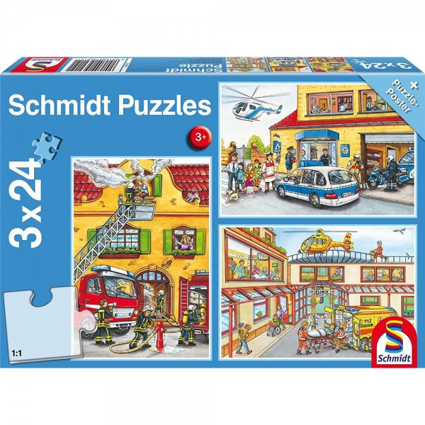 Schmidt Spiele Puzzle 56215 -Feuerwehr und Polizei
