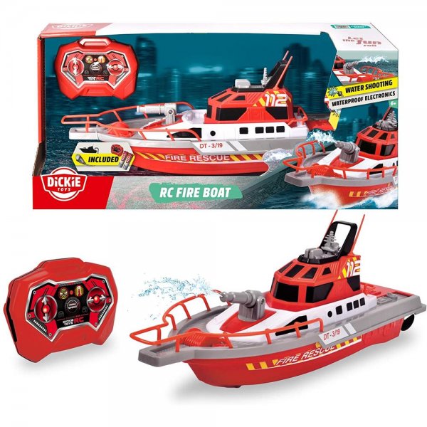 Dickie RC Fire Boat, RTR Feuerwehrboot Wasserspritzfunktion und Fernbedienung RC-Boot, Wasserspielzeug