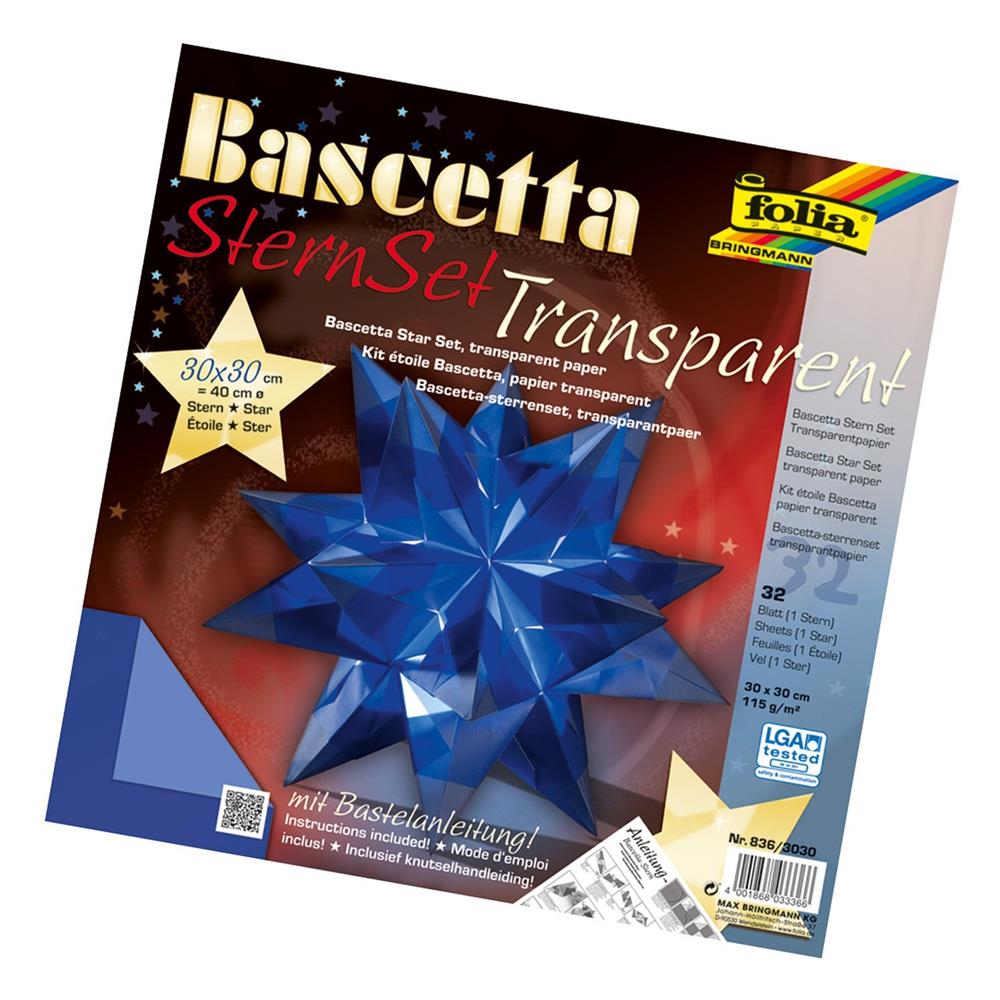 Bascetta Stern Bastelstern Weihnachtsstern zum Basteln Folia Transparentpapier 