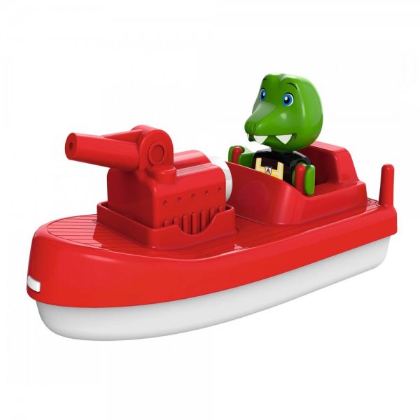 AquaPlay FireBoat mit Krokodilfigur Wasserspritzfunktion Löschboot für Wasserbahn