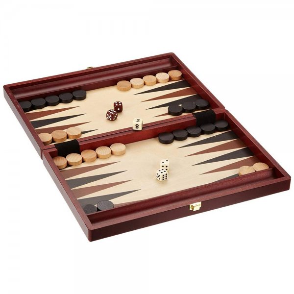Philos Backgammon Koffer 35,5 cm Holz Kos medium Brettspiel Gesellschaftsspiel Reisespiel