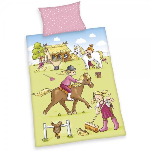 Herding Ponyhof BIO-Babybettwäsche 40x60+100x135 cm Pferde Baumwolle Bettbezug Kissenbezug