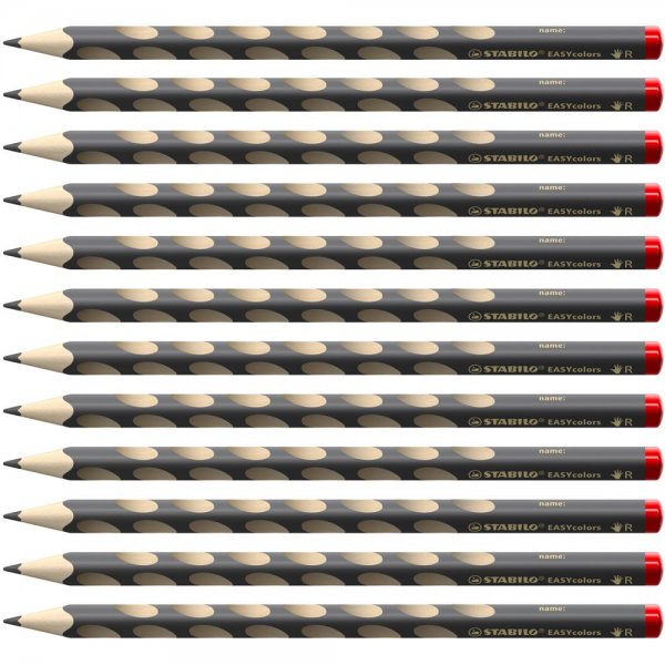 Ergonomischer Buntstift für Rechtshänder - STABILO EASYcolors - 12er Pack - grau