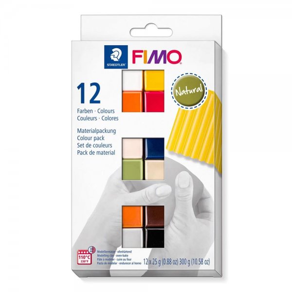 Staedtler FIMO soft "Natural Colours" mit 12 Halbblöcken à 25 g Modelliermasse ofenhärtend Knete